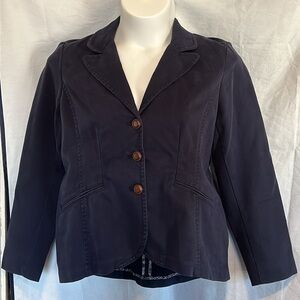 Coldwater Creek blue fine line corduroy 3 front buttons closure collard size 16